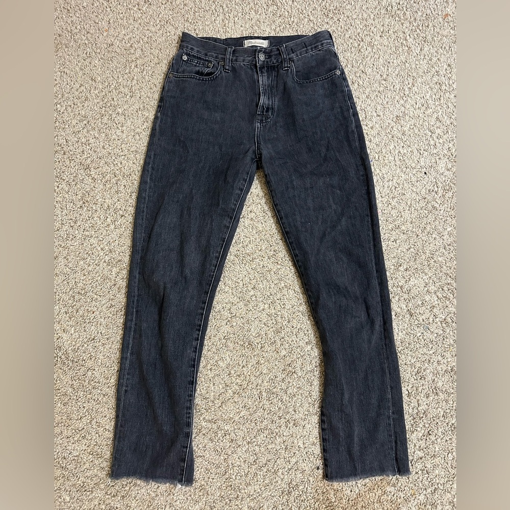 Madewell The Perfect Summer Black Washed Denim Jeans 100% Cotton Women's Size 26 - Picture 1 of 10
